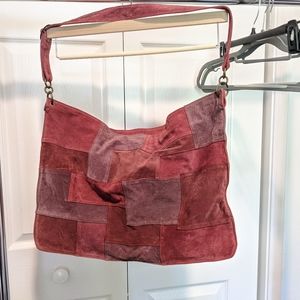 100% leather red patchwork bag